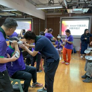 與香港童軍總會訓練署合辦-第一届證書（LV1）課程，二人一組體驗SOUL Keeper VR守護遊戲